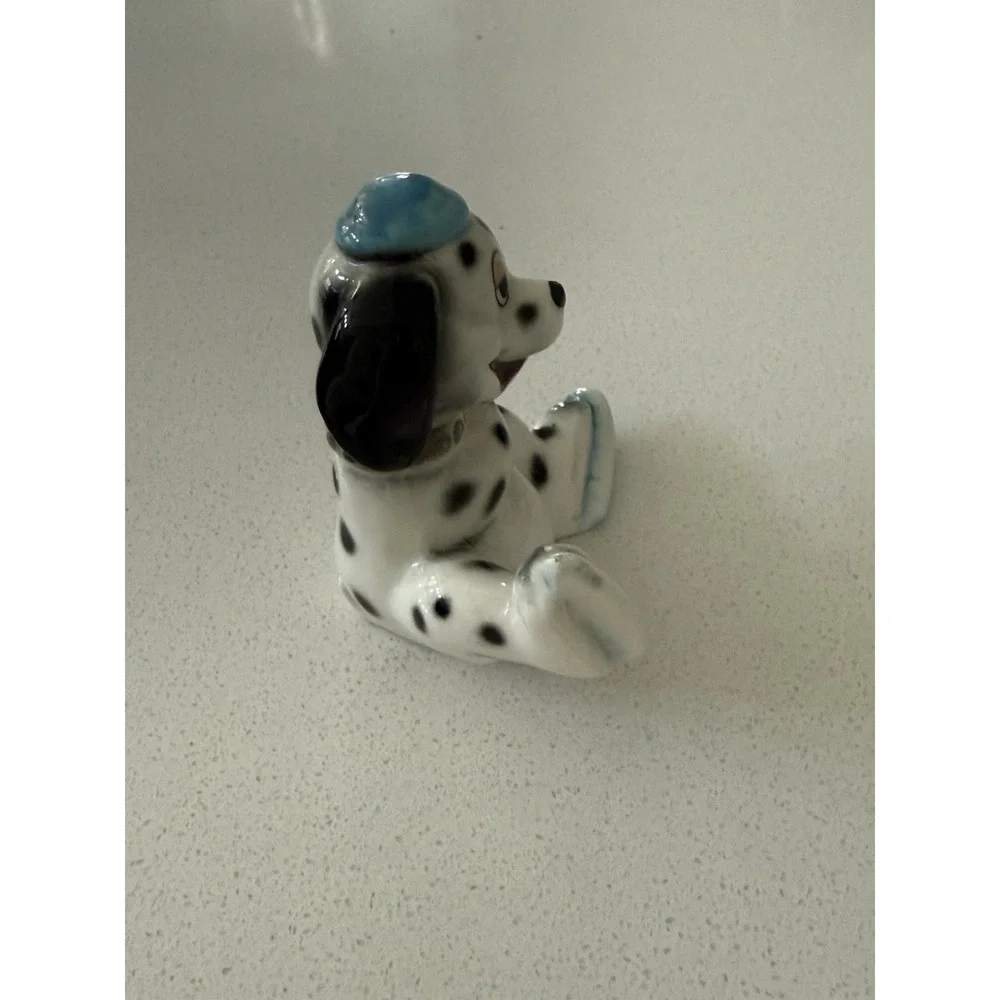 Whimsical Ice Skating Dalmation Dog Porcelain Figurine Black White Japan‎